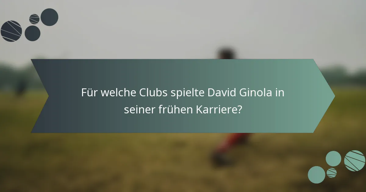 Für welche Clubs spielte David Ginola in seiner frühen Karriere?