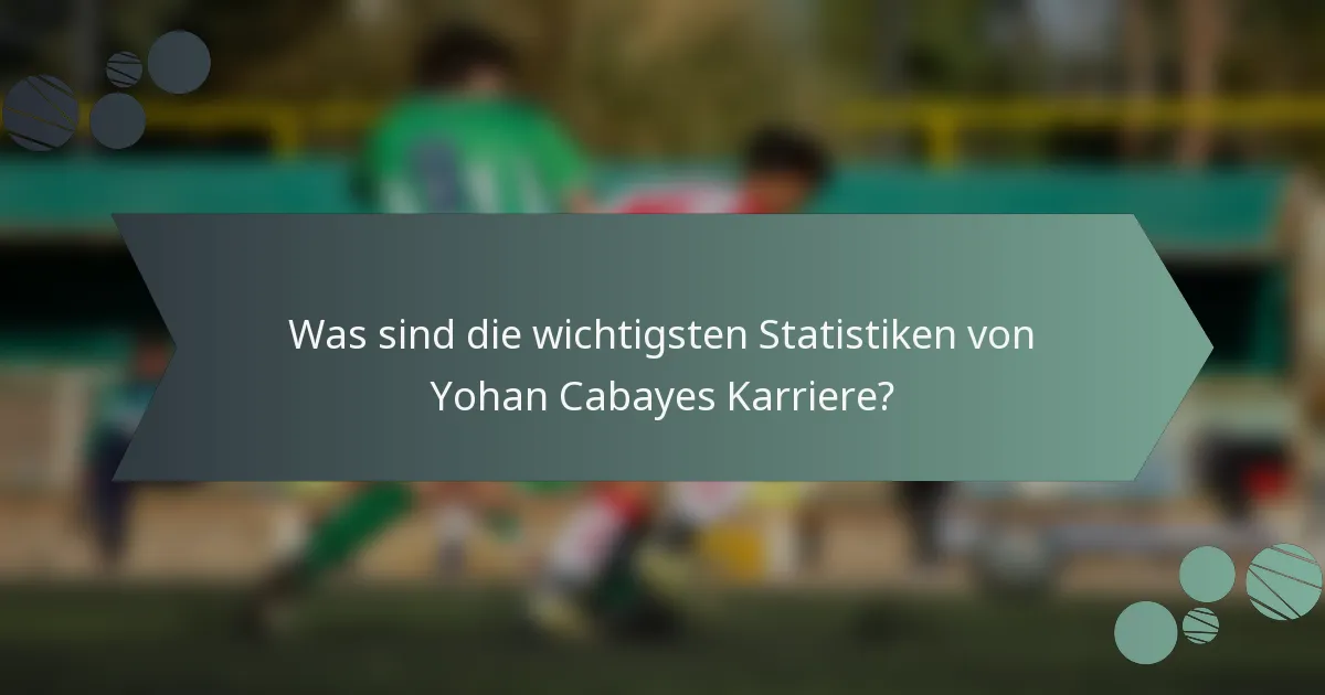 Was sind die wichtigsten Statistiken von Yohan Cabayes Karriere?
