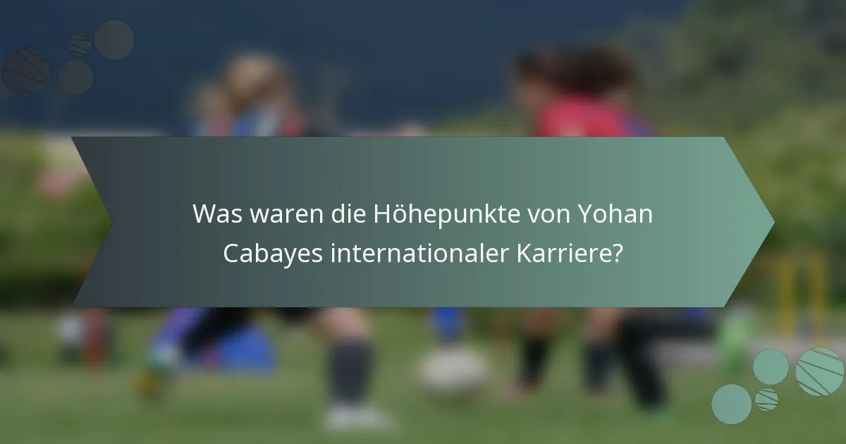 Was waren die Höhepunkte von Yohan Cabayes internationaler Karriere?