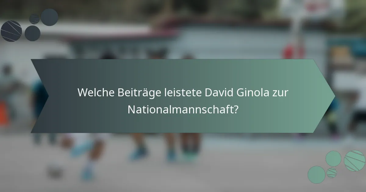 Welche Beiträge leistete David Ginola zur Nationalmannschaft?