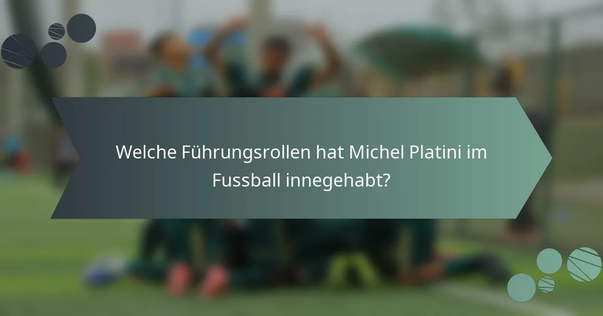 Welche Führungsrollen hat Michel Platini im Fussball innegehabt?