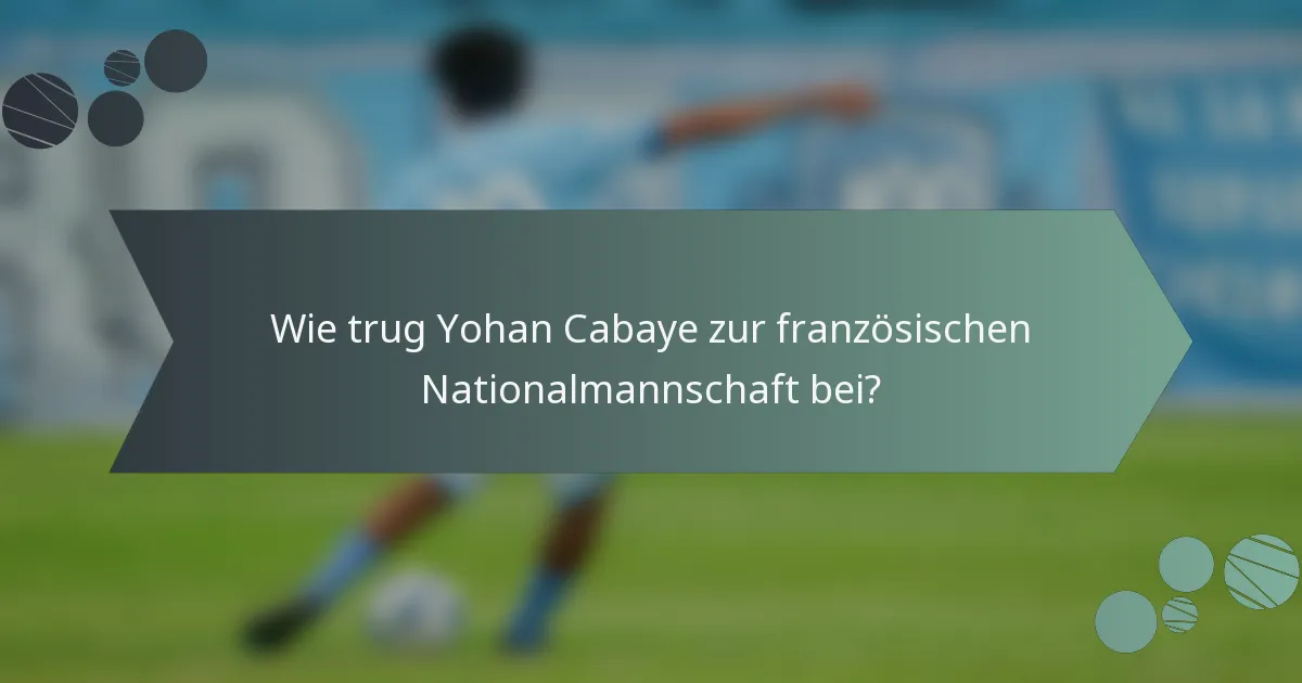 Wie trug Yohan Cabaye zur französischen Nationalmannschaft bei?