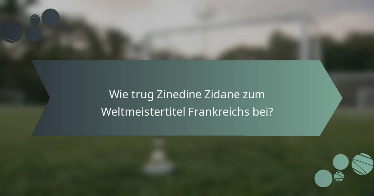 Wie trug Zinedine Zidane zum Weltmeistertitel Frankreichs bei?